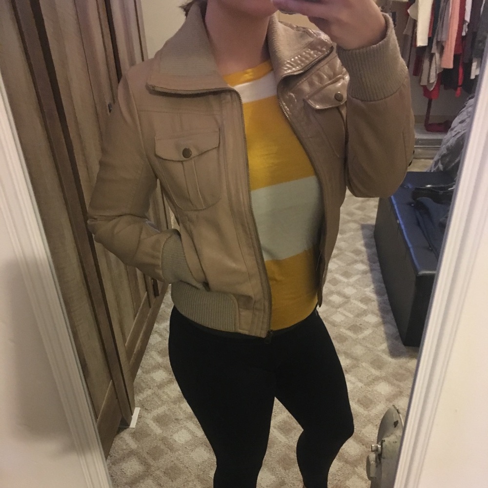 Beige leather jacket